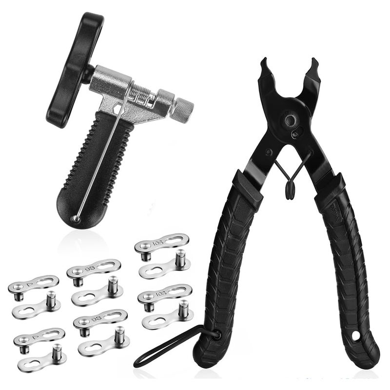 A AKRAF Bicycle Chain Repair Tool Kit with Bike Link Plier, Chain Breaker Splitter Tool, 6 Pairs Bicycle Missing Links, Bicycle Mechanic Tool Kit with Chain Master Link Remover and Connector - Image 1